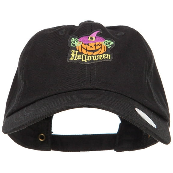 Halloween with Pumpkin Patched Unstructured Cap - Black OSFM