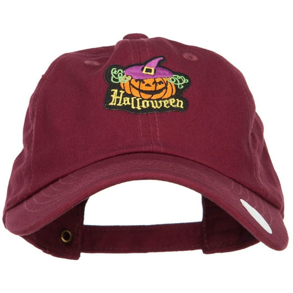 Halloween with Pumpkin Patched Unstructured Cap - Wine OSFM