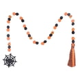 thumbnail image 1 of Halloween wooden beaded ring decorated with orange plaid tassel spider web ghost decorations, 1 of 5