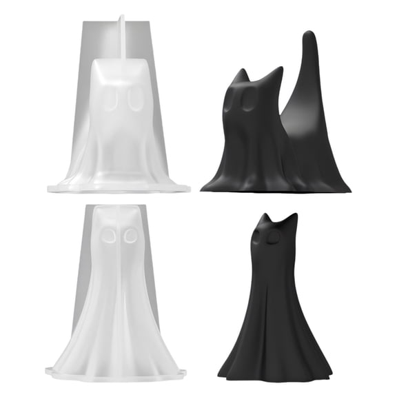 Halloweens Silicone Mould Set 2 Specters Cats Shape Resin Casting Tool Reusable Baking Mould for Craft
