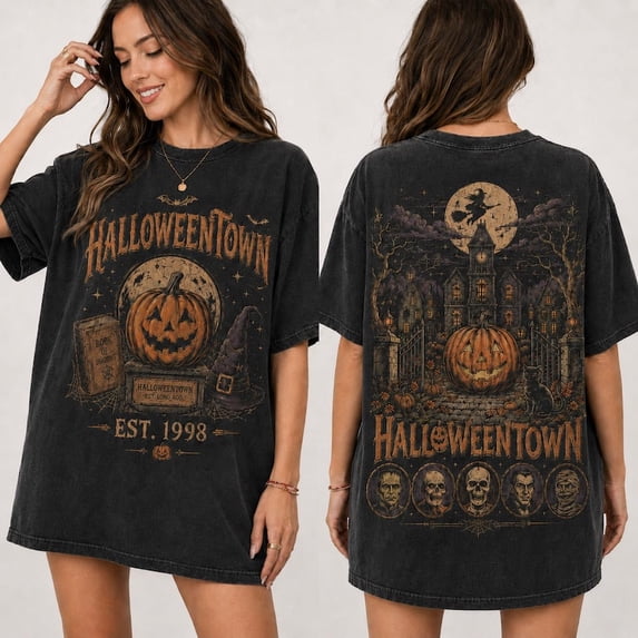 Halloweentown T-Shirt | Vintage Halloween Graphic Tee | Oversized Spooky Fall Shirt | Pumpkin & Haunted Town Shirt | Halloween Gift