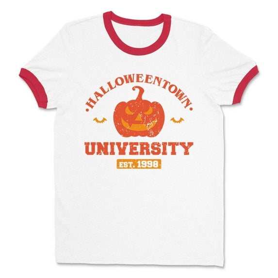 Halloweentown University Ringer Tee Shirt Unisex Small White/Red