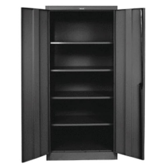 Hallowell 445W18A-ME 400 Series Stationary Solid Wardrobe Cabinet, 48W in. x 18D in. x 72H in. , 708 Midnight Ebony, Single Tier, Double Solid Door, 1-Wide, Assembled