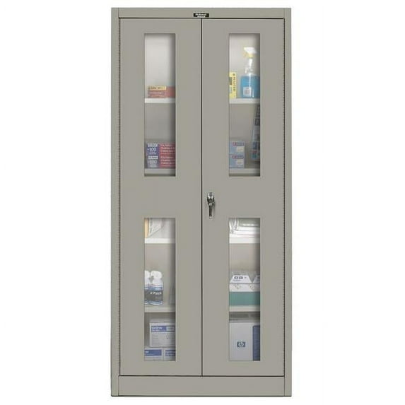 Hallowell 445W24SVA-HG 400 Series Stationary SV Wardrobe Cabinet 48W in. x 24D in. x 72H in. 725 Hallowell Gray Single Tier Double Safety-View Door 1-Wide Assembled
