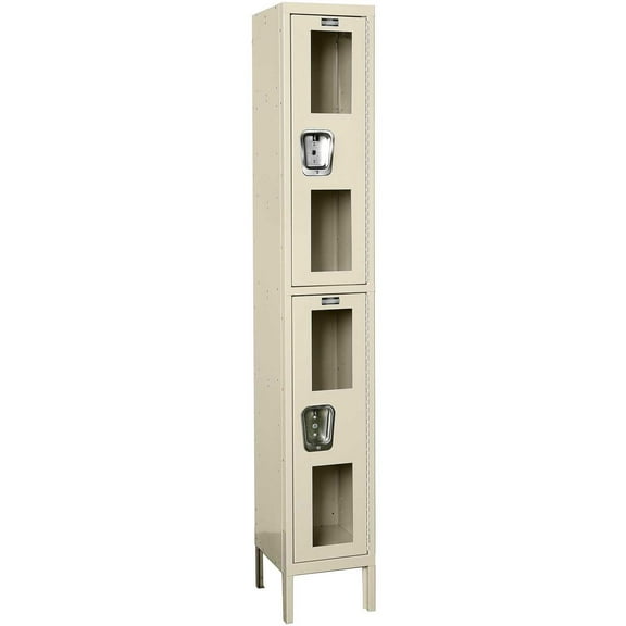Hallowell B2311322 Global Industrial Double Tier 2 Door Unassembled Clear View Locker, Tan - 12 x 18 x 36 in.