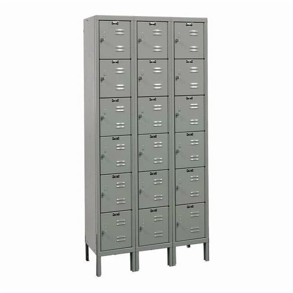 Box Locker, 36 in W, 18 in D, 78 in H, (3) Wide, (6) Tier, Dark Gray U3288-6HG