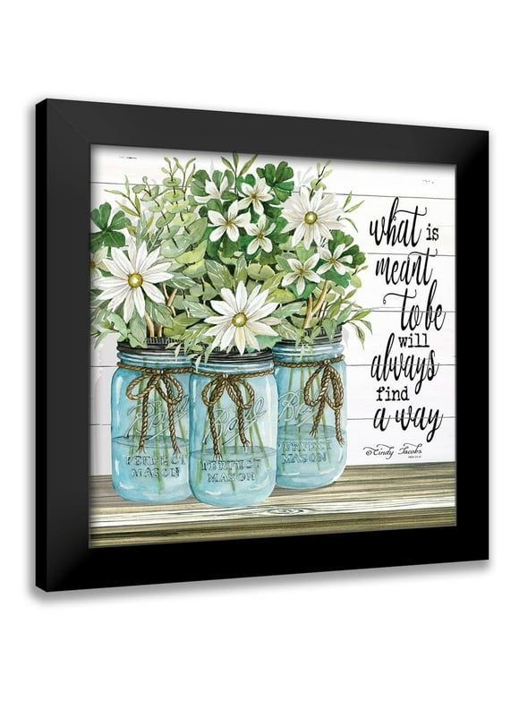 Hallowell, Britt 12x12 Black Modern Framed Museum Art Print Titled - Blue Jars - What is Meant to Be
