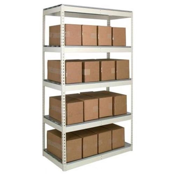 Hallowell DRCC7248120-5A Rivetwell, Double Rivet Boltless Shelving with Center Support 72 in. W x 48 in. D x 120 in. H 729 Parchment 5 Levels