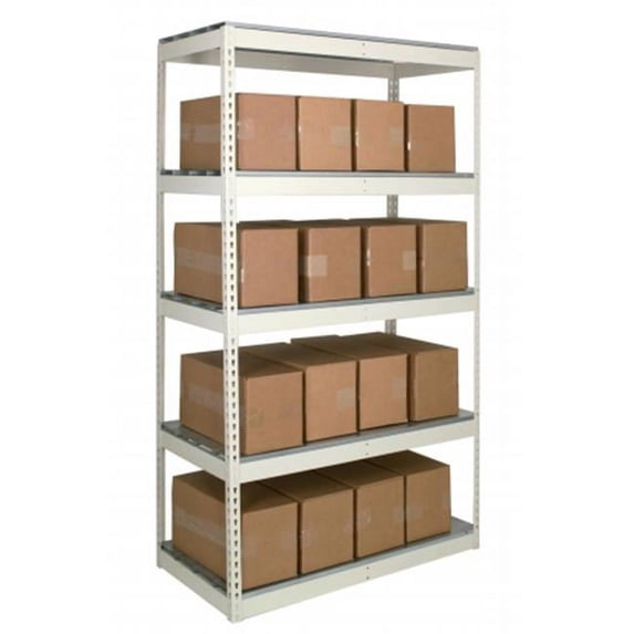 Hallowell DRCC9648120-5A Rivetwell, Double Rivet Boltless Shelving with Center Support 96 in. W x 48 in. D x 120 in. H 729 Parchment 5 Levels