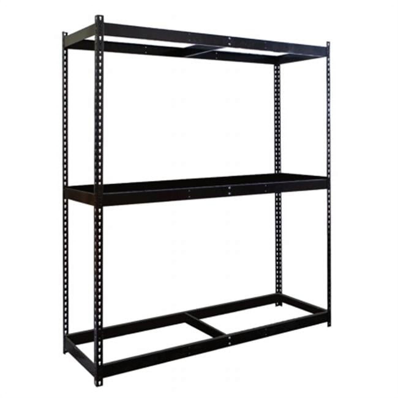 Hallowell DRHC602484-3S-ME Rivetwell, Double Rivet Boltless Shelving with Center Support 60 in. W x 24 in. D x 84 in. H 708 Midnight Ebony 3 Levels