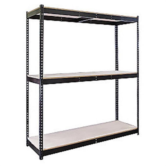 Hallowell DRHC604884-3S-P-ME Rivetwell, Double Rivet Boltless Shelving with Center Support 60 in. W x 48 in. D x 84 in. H 708 Midnight Ebony 3 Levels