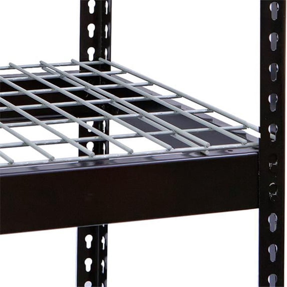 Hallowell DRHCWL9618ME Rivetwell, Double Rivet Boltless Shelving with Center Support 96 in. W x 18 in. D 708 Midnight Ebony 1 Level Includes Wire Deck Decking