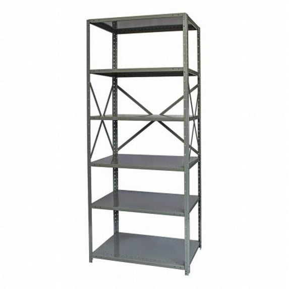 Hallowell F5711-18HG Hallowell Hi-Tech Free Standing Shelving 48 in. W x 18 in. D x 87 in. H 725 Hallowell Gray 6 Adjustable Shelves Stand Alone Unit Open Style with Sway Braces