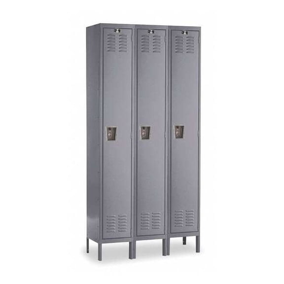 Wardrobe Locker, 36 in W, 18 in D, 66 in H, (1) Tier, (3) Wide, Dark Gray
