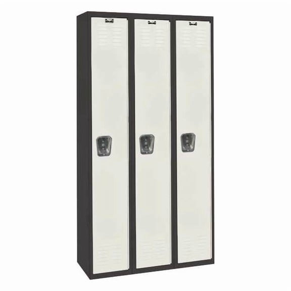 Wardrobe Locker, 36 in W, 18 in D, 72 in H, (1) Tier, (3) Wide, Light Gray/Black
