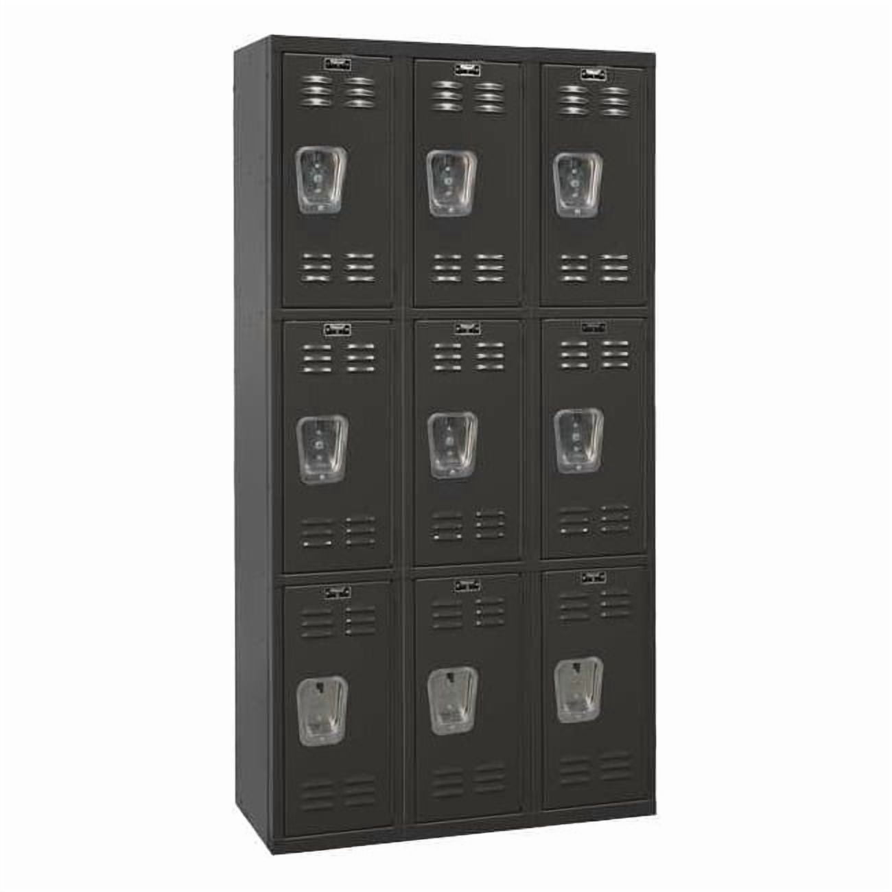 Wardrobe Locker, 36 in W, 18 in D, 72 in H, (3) Tier, (3) Wide, Black ...