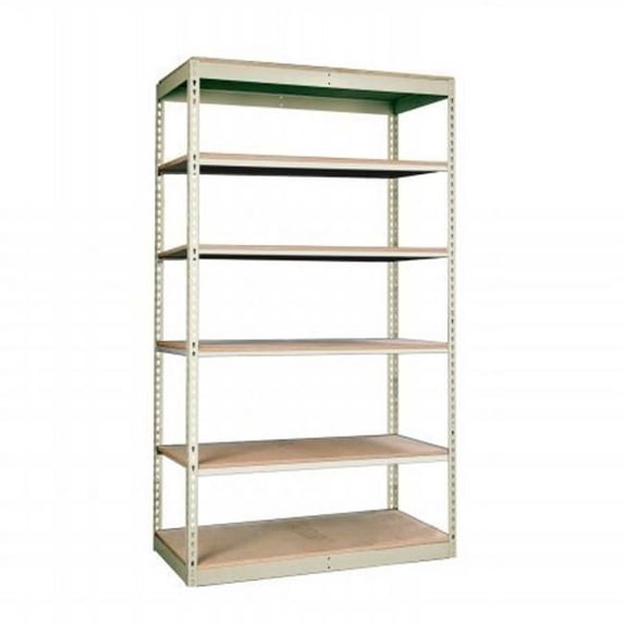 Hallowell SRS363684-8AP Rivetwell, Single Rivet Boltless Shelving 36 in. W x 36 in. D x 84 in. H 729 Parchment 8 Levels