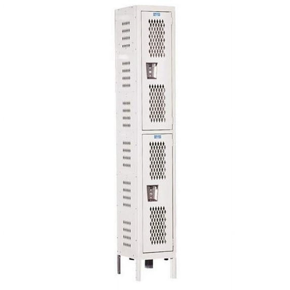 Hallowell U1258-2HV-A-PT Hallowell Heavy-Duty Ventilated - HDV - Locker, 12 in. W x 15 in. D x 78 in. H, 729 Parchment, Double Tier, 1-Wide, Assembled