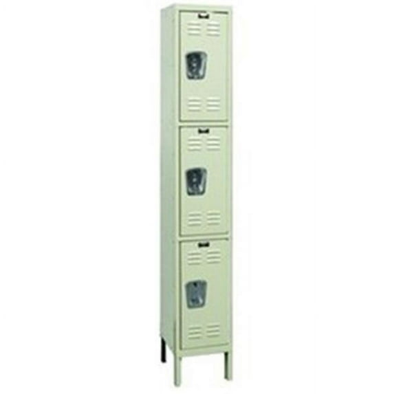 Hallowell U1258-3G-A-PT Hallowell Galvanite Locker, 12 in. W x 15 in. D x 78 in. H, 729 Parchment, Triple Tier, 1-Wide, Assembled