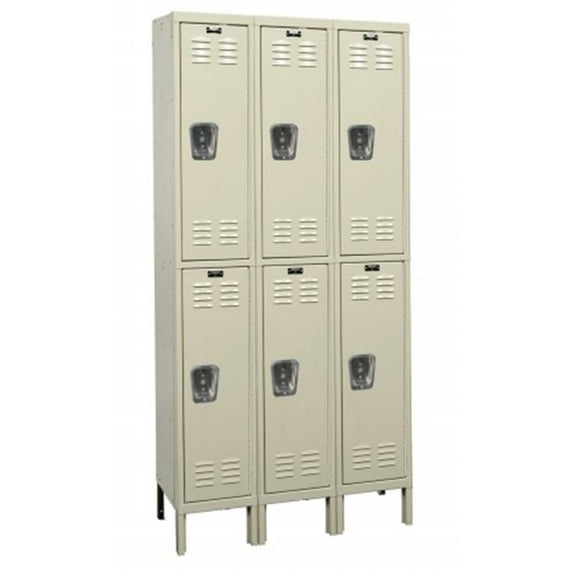 Hallowell U3256-2A-PT Hallowell Premium Locker, 36 in. W x 15 in. D x 66 in. H, 729 Parchment, Double Tier, 3-Wide, Assembled