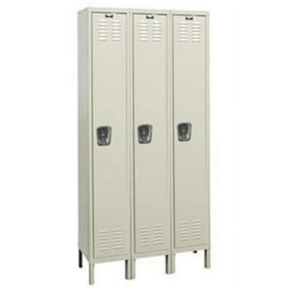 Hallowell U3258-1G-PT Hallowell Galvanite Locker, 36 in. W x 15 in. D x 78 in. H, 729 Parchment, Single Tier, 3-Wide, Knock-Down