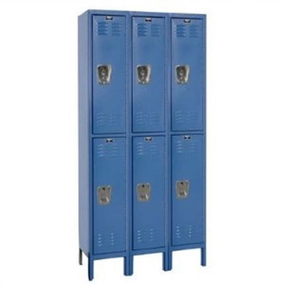Hallowell U3258-2MB Hallowell Premium Locker, 36 in. W x 15 in. D x 78 in. H, 707 Marine Blue, Double Tier, 3-Wide, Knock-Down