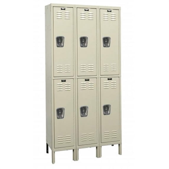 Hallowell U3286-2A-PT Hallowell Premium Locker, 36 in. W x 18 in. D x 66 in. H, 729 Parchment, Double Tier, 3-Wide, Assembled