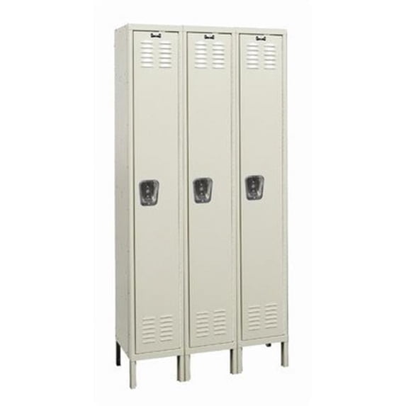 Hallowell U3288-1G-PT Hallowell Galvanite Locker, 36 in. W x 18 in. D x 78 in. H, 729 Parchment, Single Tier, 3-Wide, Knock-Down