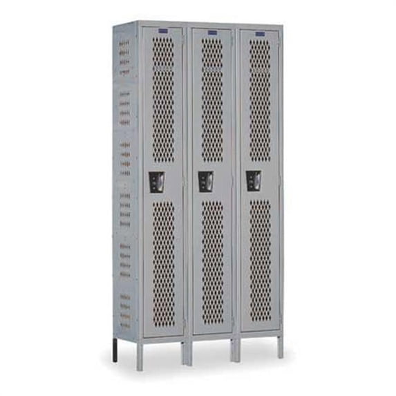 Hallowell U3288-1HV-A-PT Hallowell Heavy-Duty Ventilated - HDV - Locker, 36 in. W x 18 in. D x 78 in. H, 729 Parchment, Single Tier, 3-Wide, Assembled