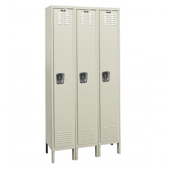 Hallowell U3548-1PT Hallowell Premium Locker, 45 in. W x 24 in. D x 78 in. H, 729 Parchment, Single Tier, 3-Wide, Knock-Down