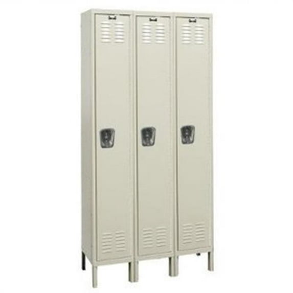 Hallowell U3558-1PT Hallowell Premium Locker, 45 in. W x 15 in. D x 78 in. H, 729 Parchment, Single Tier, 3-Wide, Knock-Down