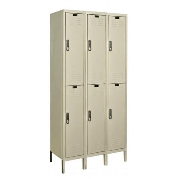 Hallowell UEL3228-2PT Hallowell DigiTech Electronic Locker, 36 in. W x 12 in. D x 78 in. H, 729 Parchment, Double Tier, 3-Wide, Knock-Down