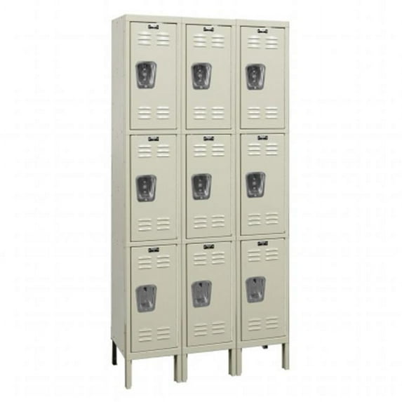 Hallowell UH3288-3PT Hallowell Value Max Locker, 36 in. W x 18 in. D x 78 in. H, 729 Parchment, Triple Tier, 3-Wide, Knock-Down