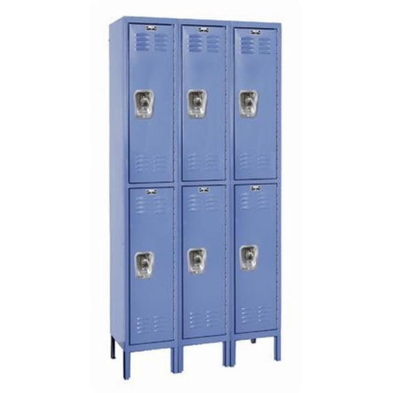 Hallowell URB3228-2A-MB Hallowell ReadyBuilt Locker, 36 in. W x 12 in. D x 78 in. H, 707 Marine Blue, Double Tier, 3-Wide, Assembled