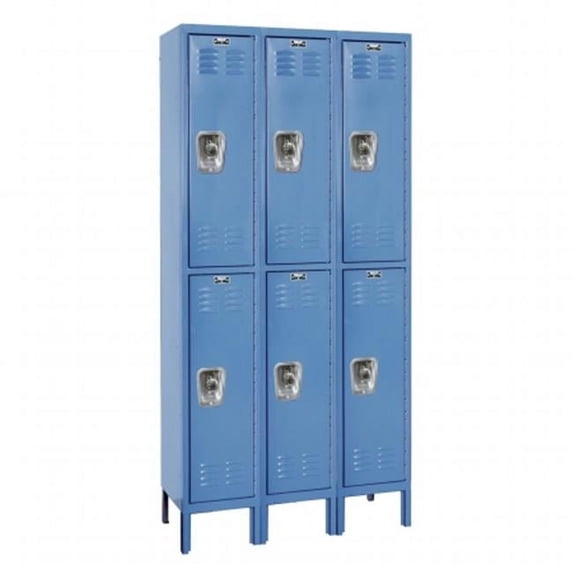 Hallowell URB3288-2A-MB Hallowell ReadyBuilt Locker, 36 in. W x 18 in. D x 78 in. H, 707 Marine Blue, Double Tier, 3-Wide, Assembled
