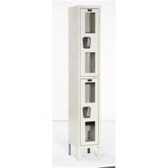 Hallowell USV1288-2A-PT Hallowell Safety-View Locker, 12 in. W x 18 in. D x 78 in. H, 729 Parchment, Double Tier, 1-Wide, Assembled