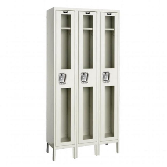 Hallowell USV3228-1PT Hallowell Safety-View Locker, 36 in. W x 12 in. D x 78 in. H, 729 Parchment, Single Tier, 3-Wide, Knock-Down