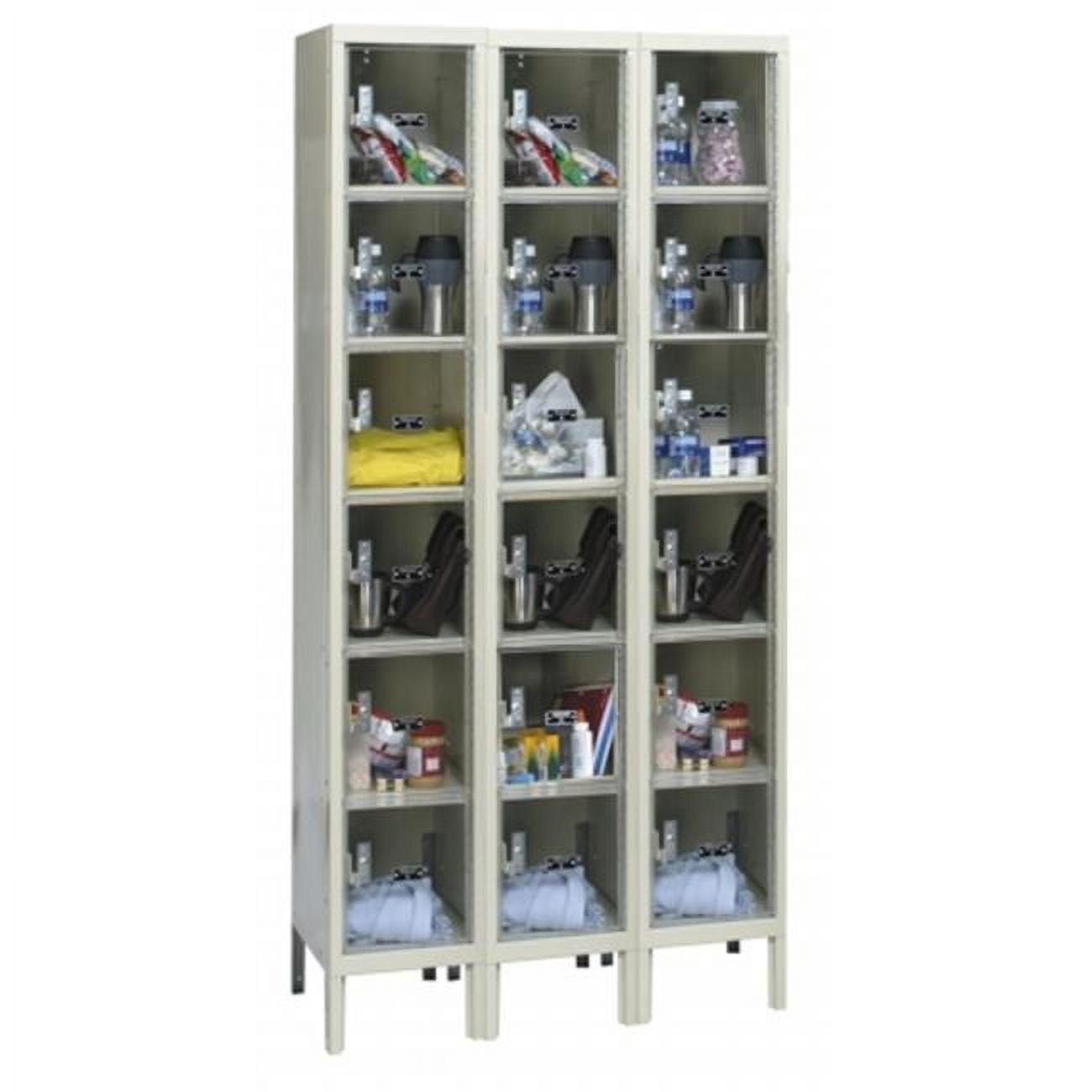 Hallowell USVP3288-6PT Hallowell Safety-View Plus Locker, 36 in. W x 18 in. D x 78 in. H, 729 Parchment, 6-Tier, 3-Wide, Knock-Down