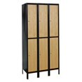 thumbnail image 1 of Hallowell UW3288-2MEW Hallowell Metal-Wood Hybrid Locker, 36 in. W x 18 in. D x 78 in. H, 708 Midnight Ebony Body and Frame with Red Oak Doors, Double Tier, 3-Wide, Knock-Down, 1 of 1