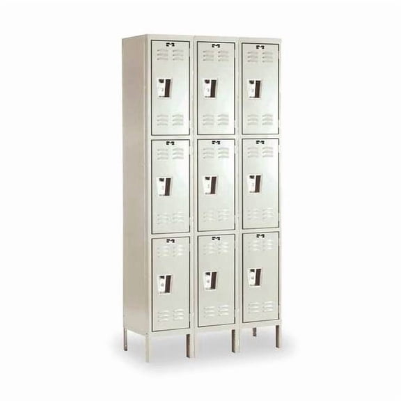 Wardrobe Locker, 36 in W, 12 in D, 78 in H, (3) Tier, (3) Wide, Tan