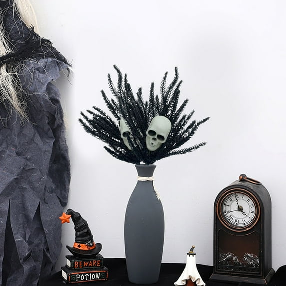 RXMEKW Halloween Decorations Black Artificial Needle Cuttings: Halloween Decorative Plants