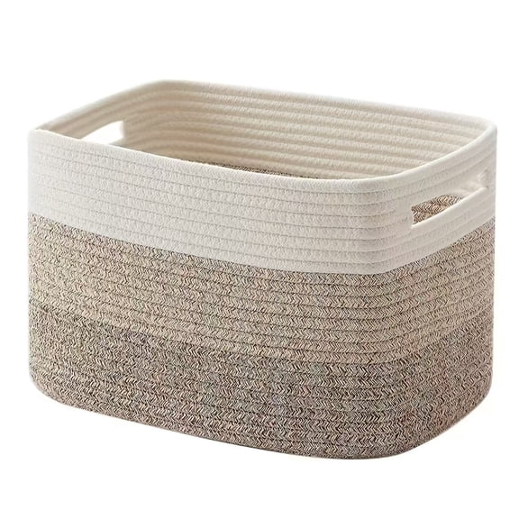 Storage Baskets for Organizing, Woven Basket for Storage, Rectangle Baskets for Shelves Closet Organizers, Toy Basket for Nursery Storage Living Room, Laundry Room, Bedroom (Gradient Brown)
