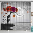 thumbnail image 1 of Halloweteen Halloween Shower Curtain - Full Moon Spooky Tree Bats & Lake Design - Whimsical Decor, 1 of 5