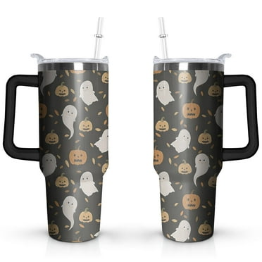 Hallowmas (101) Pumpkin Ghost Boo Witch Spider Web 40oz Stainless Steel Vacuum Insulated Tumbler with Lid and Straw Gifts for Mom Friend Sister Grandma Halloween Gifts