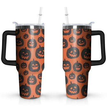 Hallowmas (19) Pumpkin Ghost Boo Witch Spider Web 40oz Stainless Steel Vacuum Insulated Tumbler with Lid and Straw for Water Iced Tea Coffee Smoothie and More Halloween Gifts