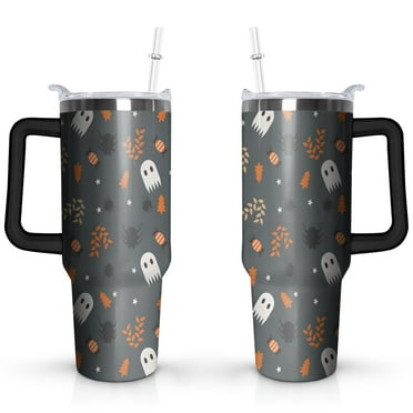 Hallowmas (77) Pumpkin Ghost Boo Witch Spider Web 40oz Stainless Steel Vacuum Insulated Tumbler with Lid and Straw Gifts for Mom Friend Sister Grandma Halloween Gifts