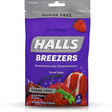 Halls Breezers Drops Cool Berry 20 Each (Pack of 6)