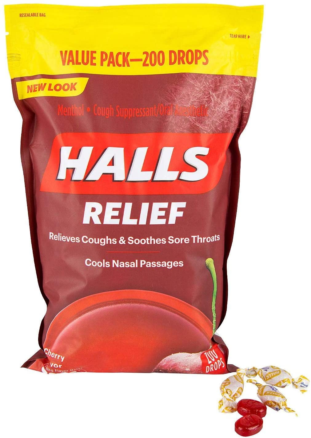 Halls Cherry Cough Drops (200 Ct) Soothing Relief