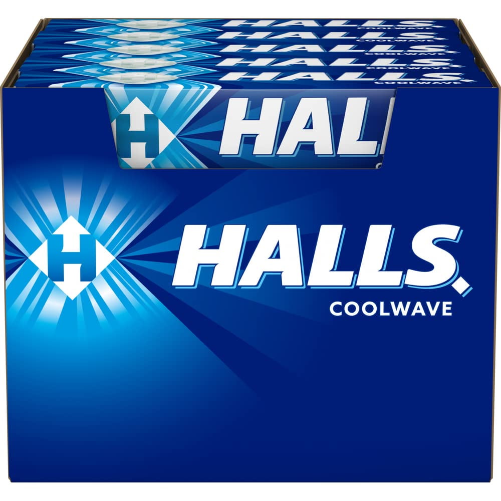 Halls CoolWave Cough Drops - with Menthol - 180 Drops (20 Sticks of 9 Drops)
