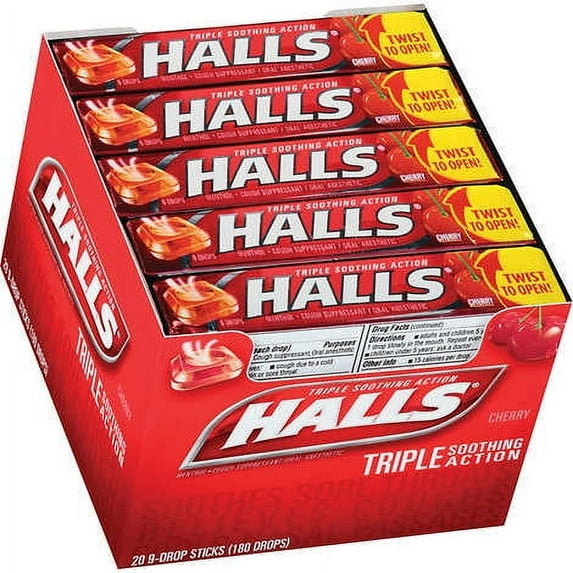 Halls Cough Drops, Cherry, 20 ct